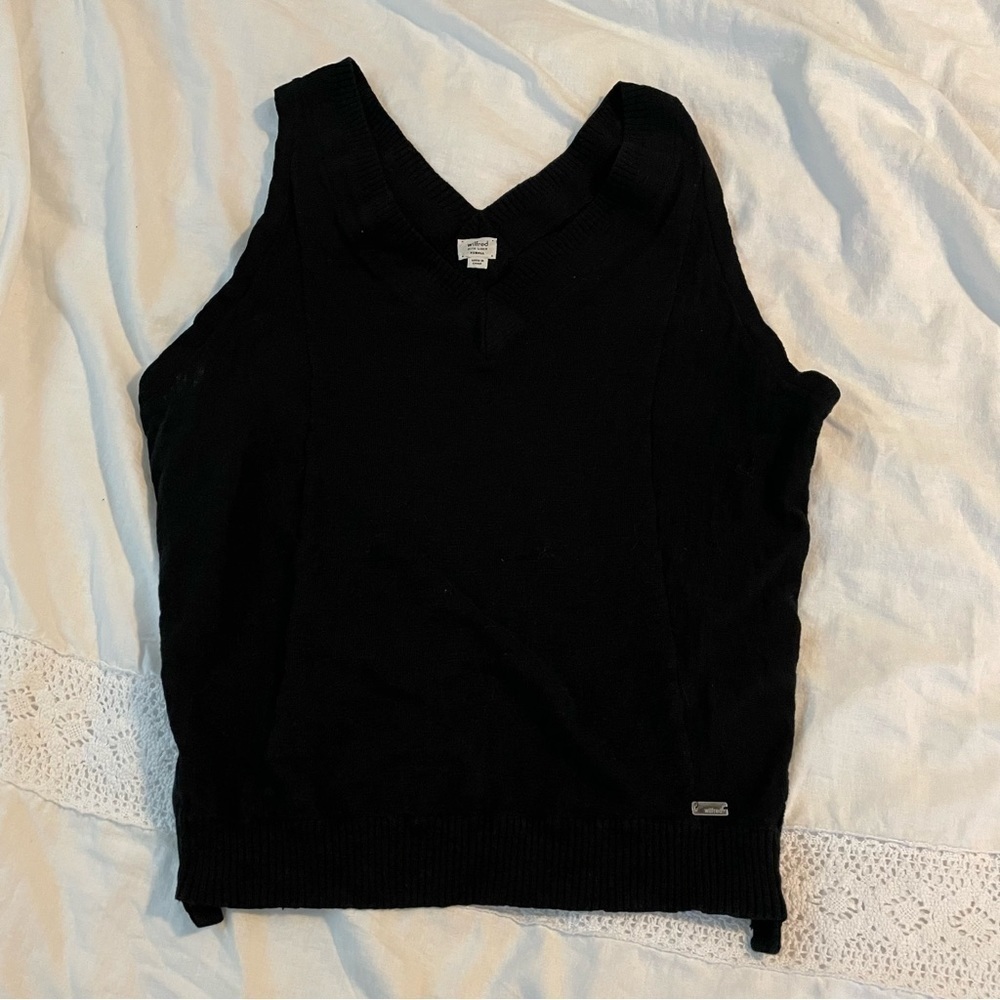 Aritzia Wilfred with Linen XS Tank Top Vest Knit V neck back Cotton